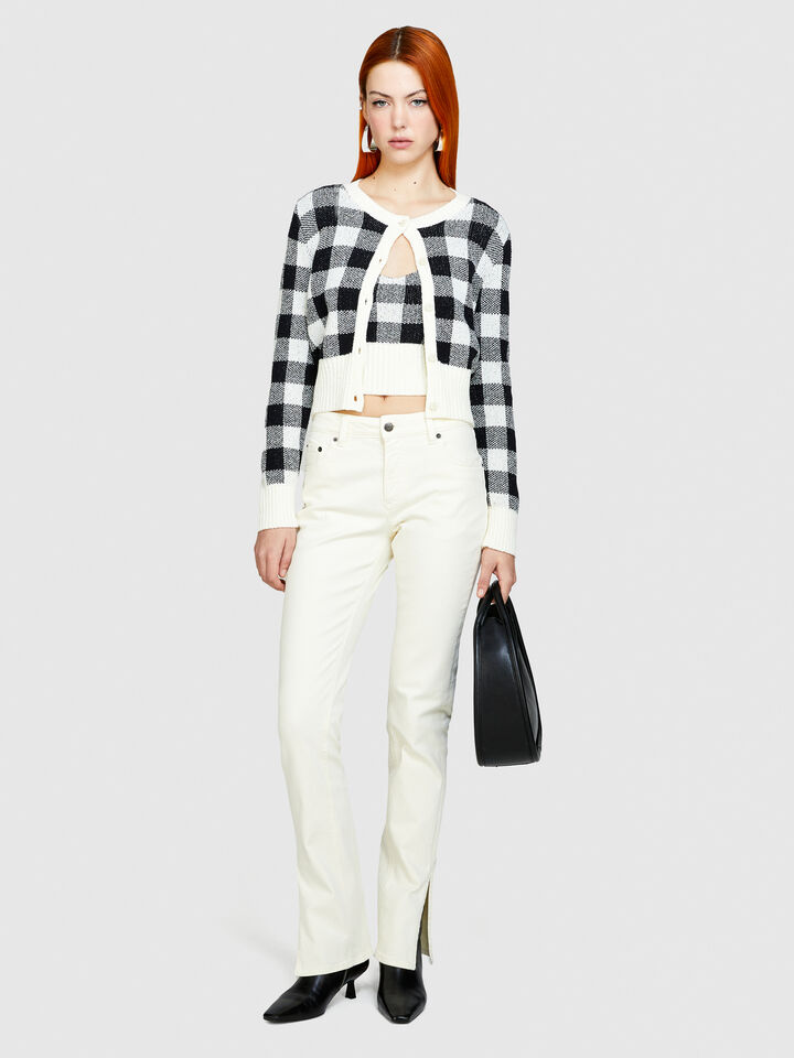 Colorful jeans with slits - women's slim fit jeans - Creamy White | Sisley image number 1